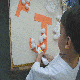 Letter J and cottonballs