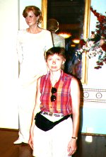 Catherine at Madame Tussaud's in London by Diana's wax figure