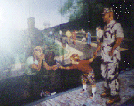 Painting of boy and soldier at The Wall