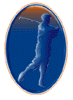 golfer swinging club-medallion