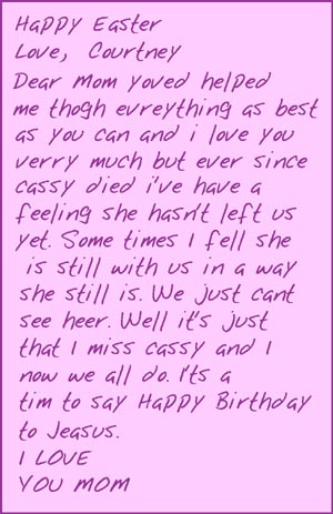 Easter letter from Courtney