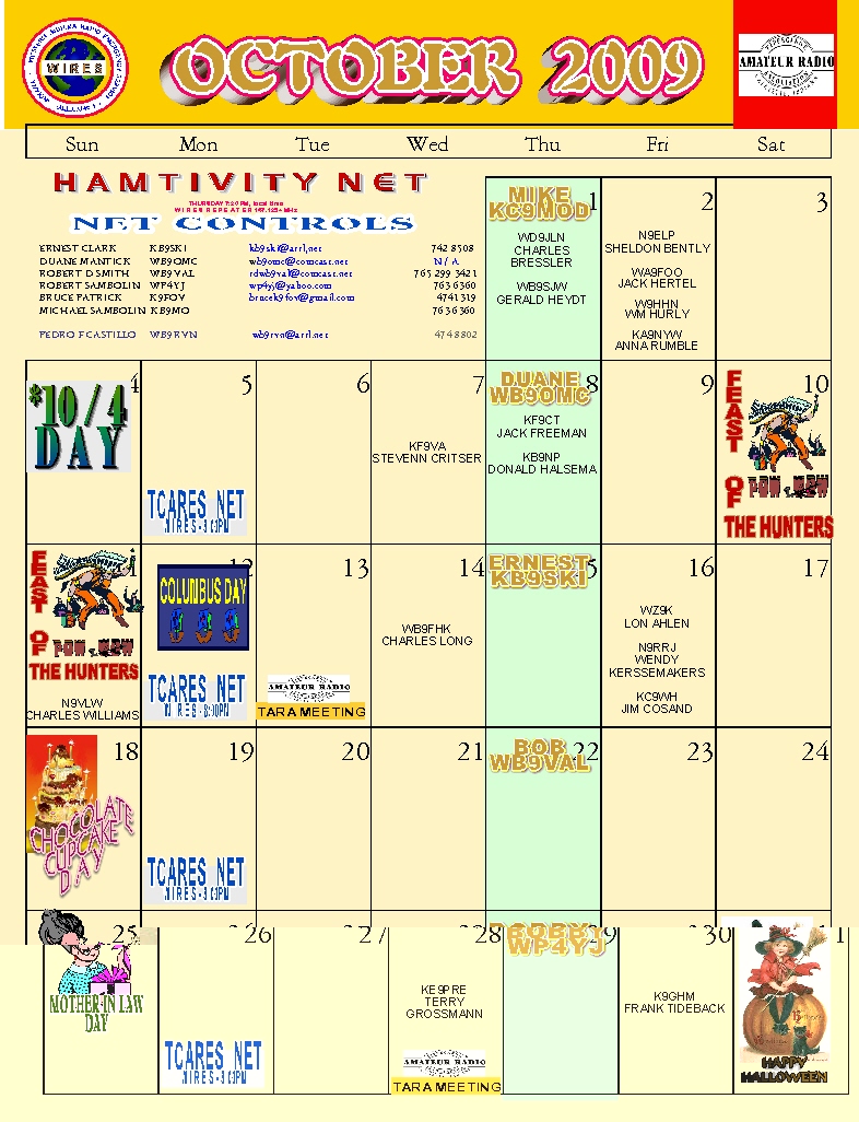 W.I.R.E.S. Calendar of Events