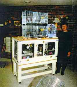 Nina in her birdroom with flight cage