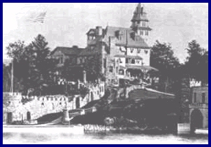 The old original wooden cottage on Heart Island before the castle was built