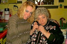 My daughter Debi and I talking on the phone to my other daughter Sue in Virginia on Christmas Day 1999