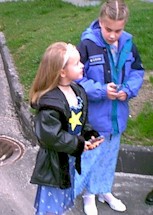 Linsey in the spotlight wearing her star; getting ready to go for a limo ride.