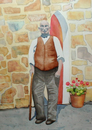 'Uncle Leonardo and Geraniums', painted December 2002