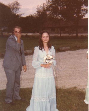Michael Shaw and Debbie Jo Davis at Sherry Turberville and Duke Moore's wedding, June 17, 1977