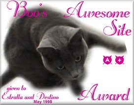 Boo's Award to Us!