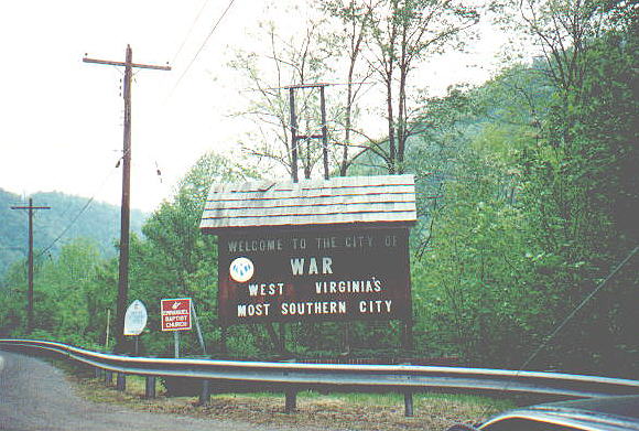 War, West Virginia; welcome sign