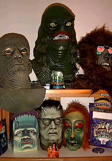 Close-up of monster masks