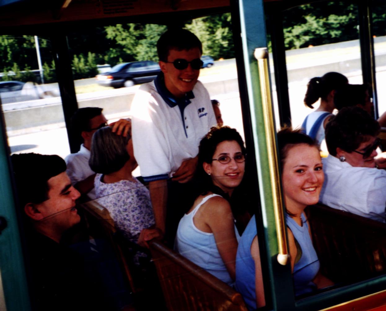 Here we are on the trolley ride around the
city!