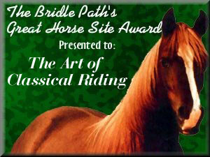 The Bridle Path's Great Horse Site Award. Awarded on December, 4th, 1999.