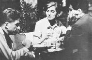 Alain Resnais, Emmanuelle Riva, and Eiji Okada during the filming of HIROSHIMA MON AMOUR (JPG, 17 KB)