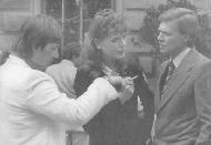Rainer Werner Fassbinder, Margit Carstensen, and Karlheinz Bhm during the filming of MARTHA (JPG, 13 KB)