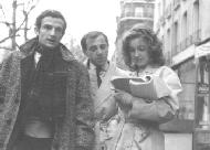 François Truffaut, Charles Aznavour, and Marie Dubois during the filming of SHOOT THE PIANO PLAYER (JPG, 16 KB)