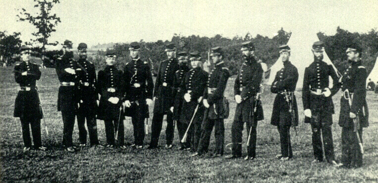 [Photo of 2nd MA INF. officers at Camp Andrew]
