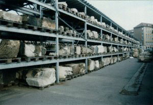 The remains of the Frauenkirche carefully sorted and label.