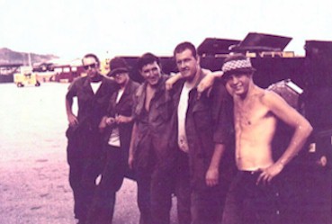 1972 Utapao photo shows 3 TLCB members; Harold Harmon from Kearney, Nebraska - 2nd from left --- Jerry Gaida from Wichita, Kansas - 2nd from right and Dave Whitt from Fredericksburg, Virginia on the right.  Photo courtesy of Jerry Gaida.