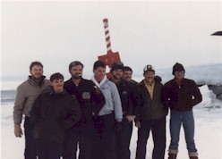 ET Divison (From left to right): John Webb (EMO), Matt Gotkowski, ????, Michael Campbell, Marvin Beaver, Ed Skinner, Wally Sedlacek(Navigator), and Phil Dayton.