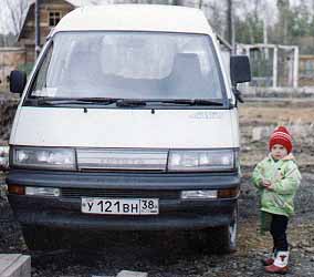 My son Nikita 
with our car