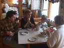 At table at the veranda