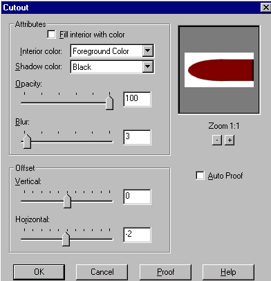 Setting up cutout