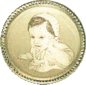 Moneda de oro. 18 K. Bebé.