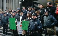 WEF Billionaires & Police Face Off Enron Protesters by SkyMo NYC IMC photo1