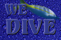 We Dive Logo - Waterdroplet background with snapper