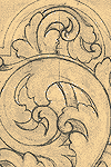 Acanthus sketch of a grandmothers clock door panel