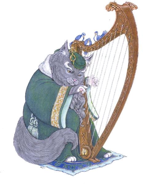 Merlin playing his harp
