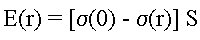 E(r) = [sigma(0) - sigma(r)] S