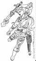 An elf in armor attacking