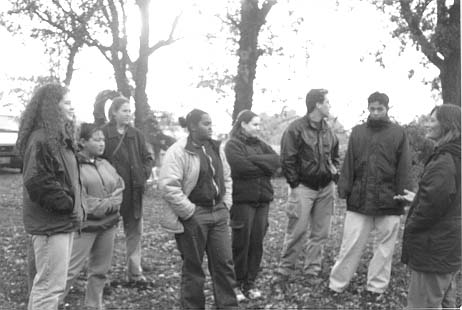 Everybody at the Neufeld's organic farm. (Maggie Neufeld on the far right.)