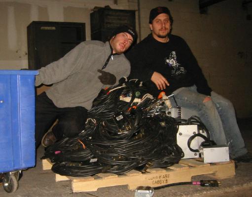 Brian Chandler with Zeke
Job Well Done, Decom 2003 Cleanup 
photo courtesy of JD Moll