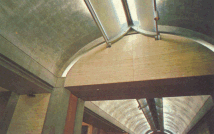 vaults down the gallery