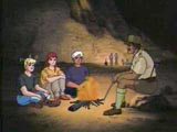 Jonny, Jessie and Hadji listen to a Tanzanian forest ranger.
