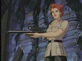 Estella Velasquez with a great big gun.