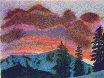 Beautiful, purple mountain sunset