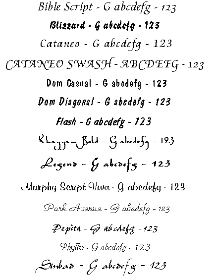Sample Non-Connecting Script Fonts