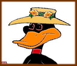 lady duck created from b/w .pcx from Cooper graphics, added color, flowers.