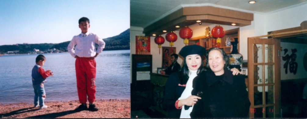 Yulong & Yufei on the beach and me & my mother on my last trip home for the Chinese Dragon New Year