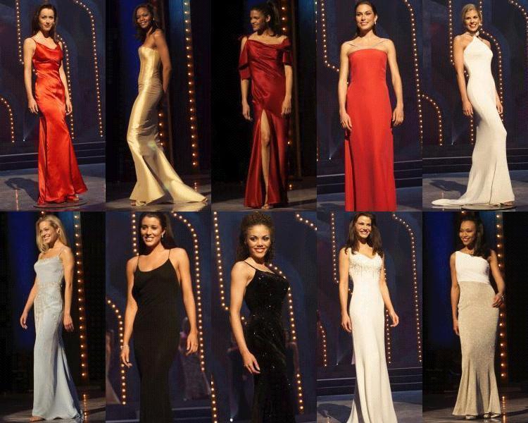 Evening gown competition:  South Carolina, Colorado, Iowa, New Hampshire, Kansas, Michigan, Alabama, Tennessee, Georgia, New York