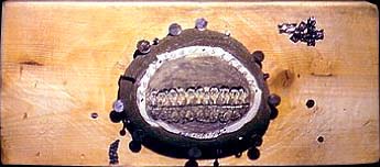 IN WATER  5 x 12 x 2 in. pencil, charcoal, crayons metal & nails / wood, 1997