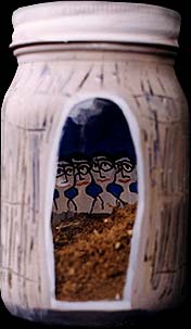 JAR 1  mixed media on glass, 1998