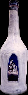 BOTTLE 2   mixed media on glass, 1998