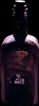 BOTTLE 3  mixed media on glass, 1998