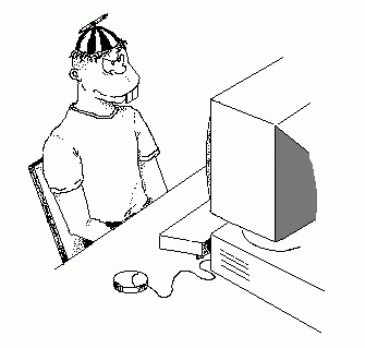 Drooler Looking at Computer.