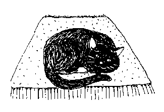 Page two picture: Bill the Cat sleeps on a mat